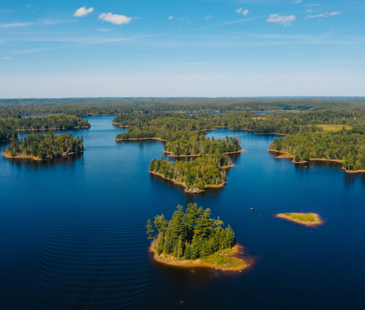 A drone shot of Marquette, Michigan