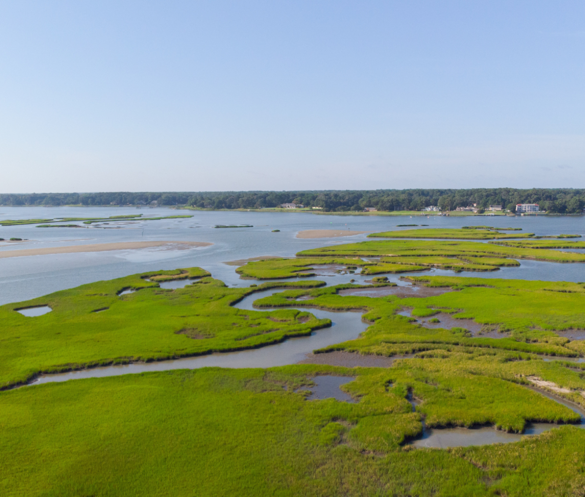 Aerial of Chesapeake Bay, Virginia Beach, USA.