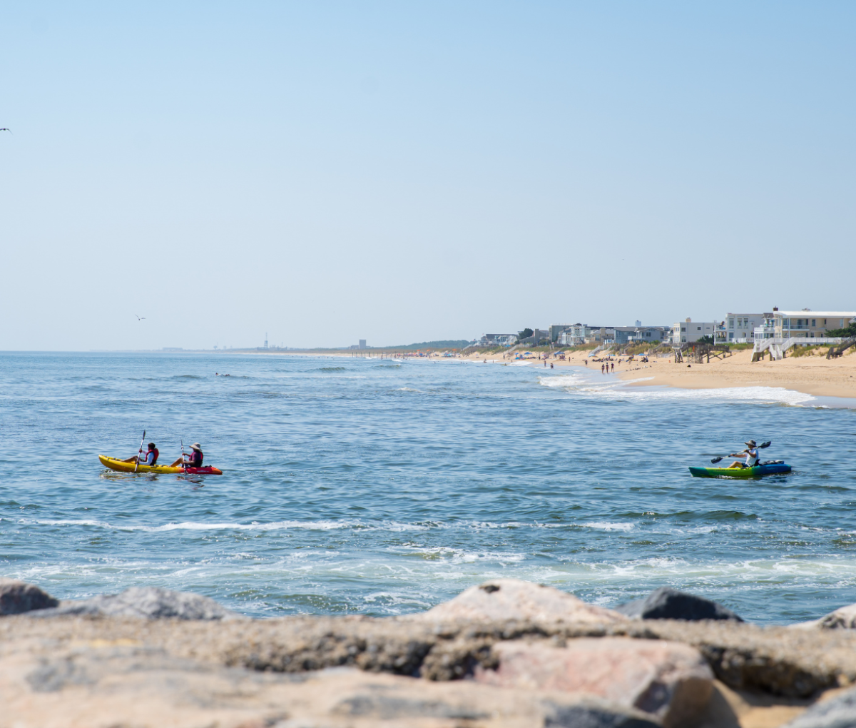 Oceanfront kayaking tour in Virginia Beach, USA.